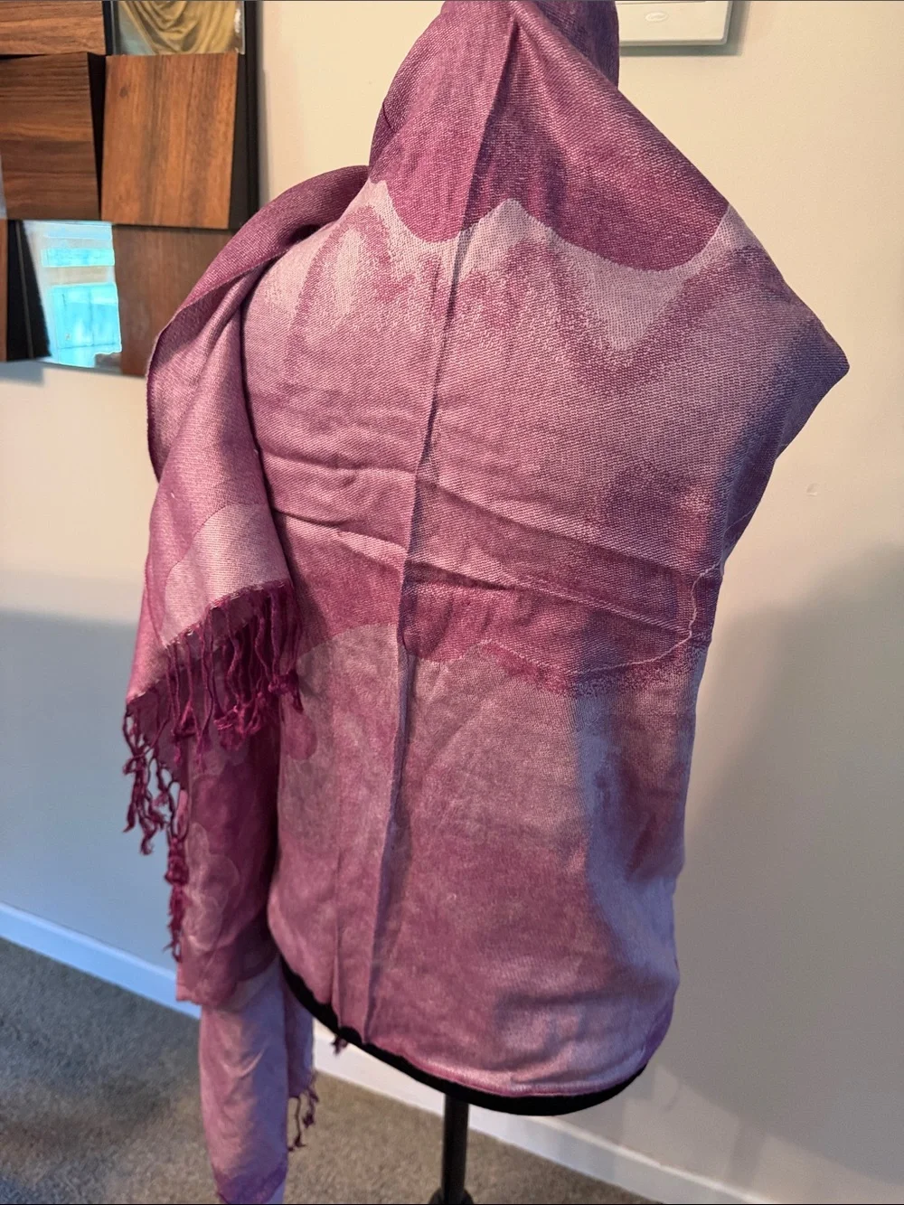 pashmina Plum Gradient Shawl with Subtle Floral Motif